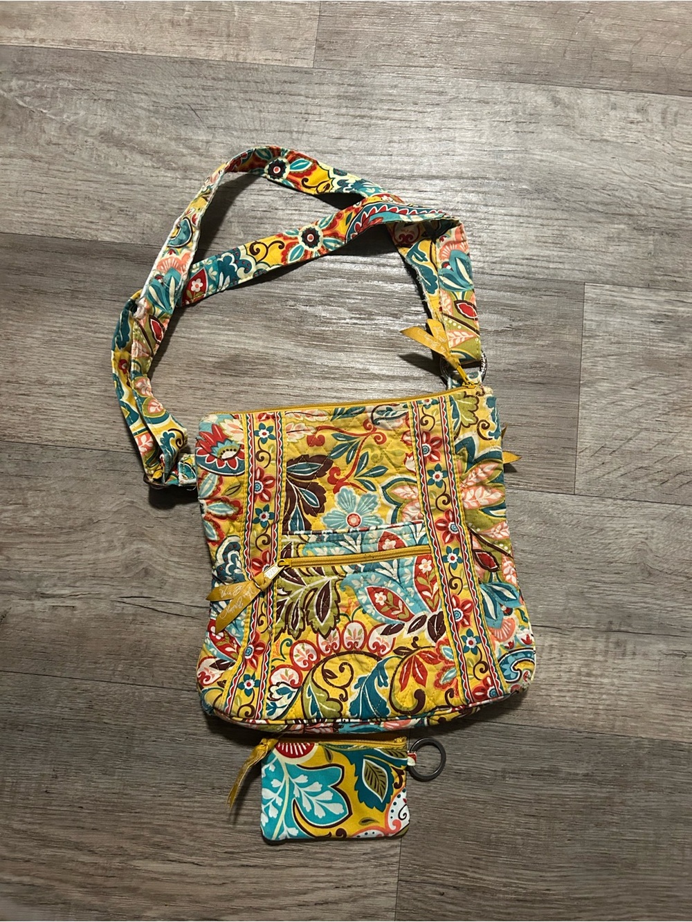 Vera Bradley yellow paisley print purse and coin purse